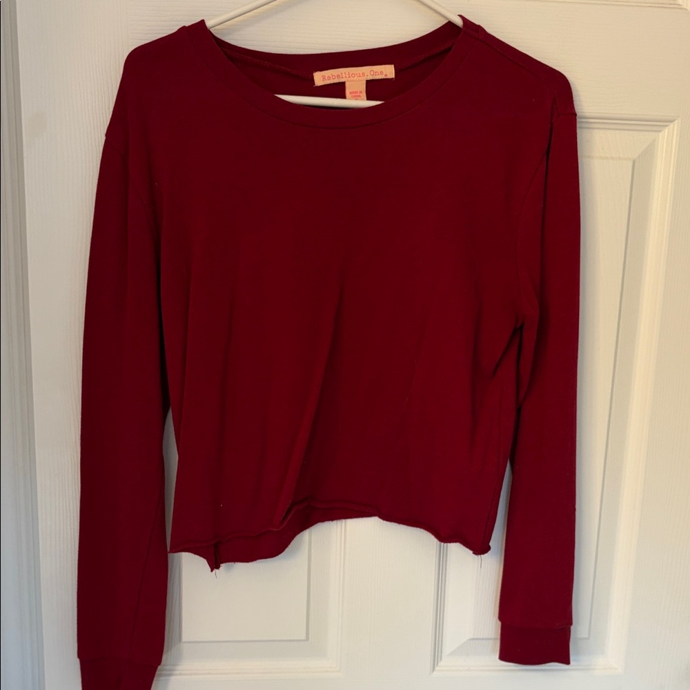 Rebellious One Deep Red Crew Neck Sweater